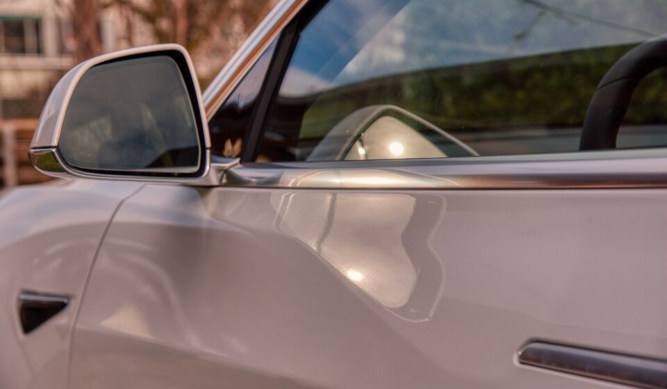 car mirror, reflection, nature, sunset, tesla, rearview mirror, automobile, electric car, e mobility, future