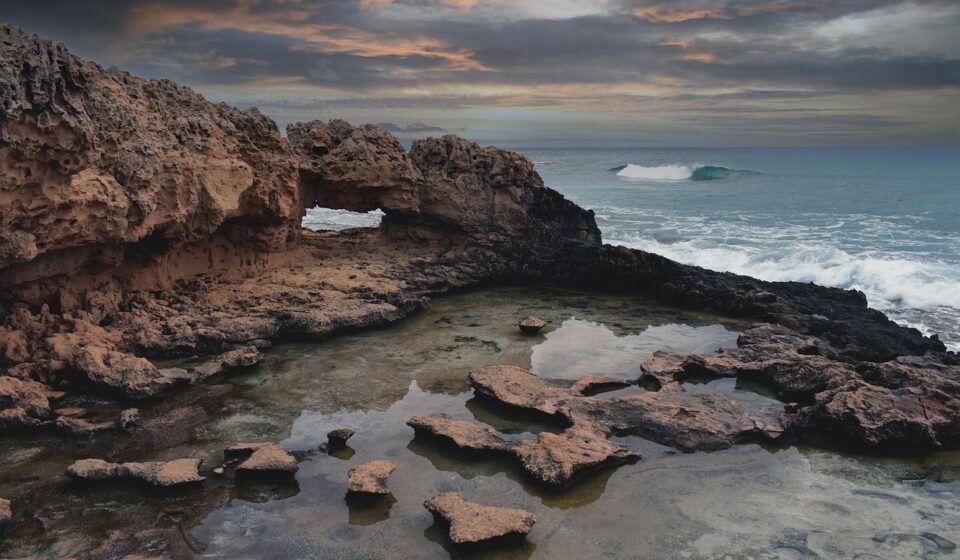rock formation, coast, waves, sea, rocky coast, beach, seashore, nature, seascape, scenery, cyprus, ayia napa