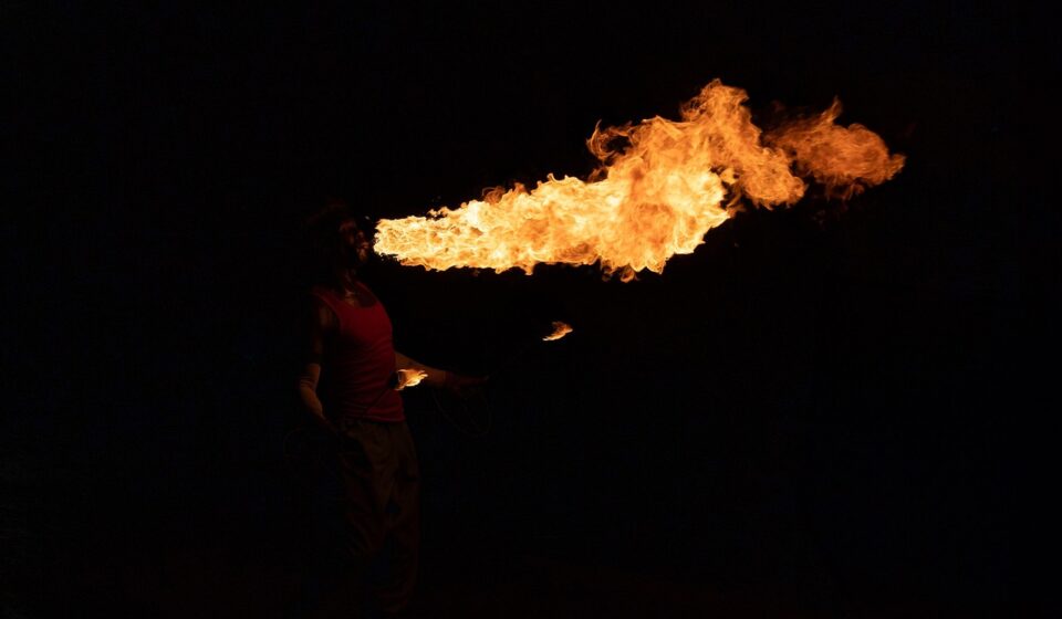 dancer, fire breathing, fire breather, fire, performance, dragon