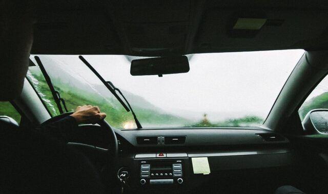 drive, taxi, cab, nature, roadtrip, rain, windshield wipers