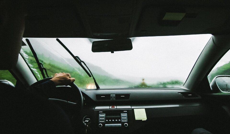 drive, taxi, cab, nature, roadtrip, rain, windshield wipers