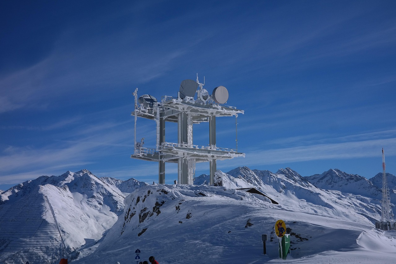 transmission system, antennas, technology, winter, frost, cold, snowy, frozen over, icy