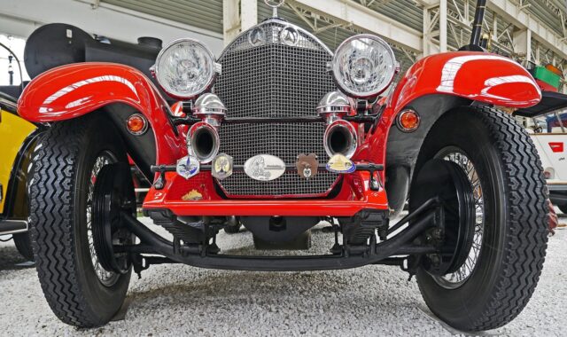 mercedes, spider, roadster, race car, convertible, open, 1920s, rigid axle, leaf springs, cooler, fender, headlights, horns, mercedes star, antique car, oldie, technik museum speyer, exhibit, sports car, mercedes benz, daimler, exhibition