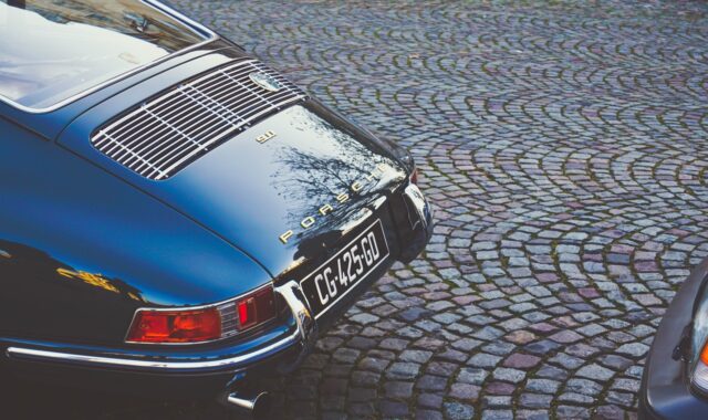 car, bricks, plate number, blue, shiny, park, street, car wallpapers, vehicle, lights, gray numbers