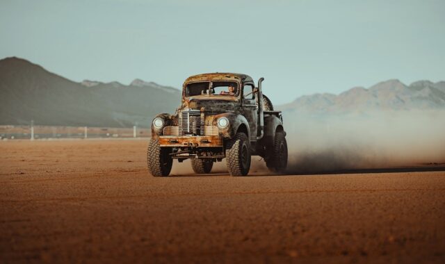 truck, desert, drylake, lakebed, nevada, usa, classic, nature, vintage, retro, vehicle