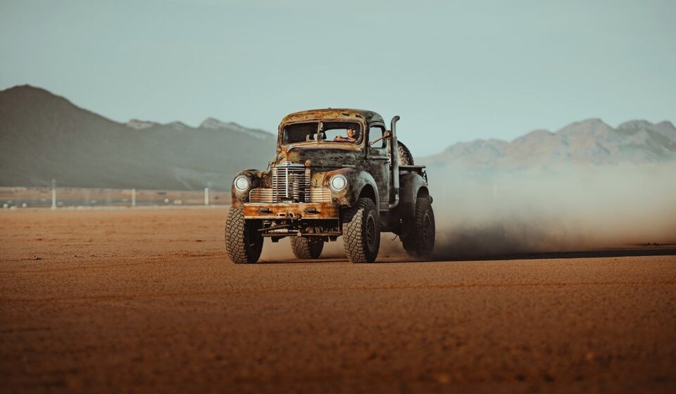truck, desert, drylake, lakebed, nevada, usa, classic, nature, vintage, retro, vehicle