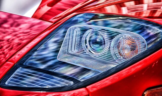 sports car, auto, automobile, hdr, front, headlight, sporty, red, sharp, vehicle, macro, close-up, headlight, headlight, headlight, headlight, headlight