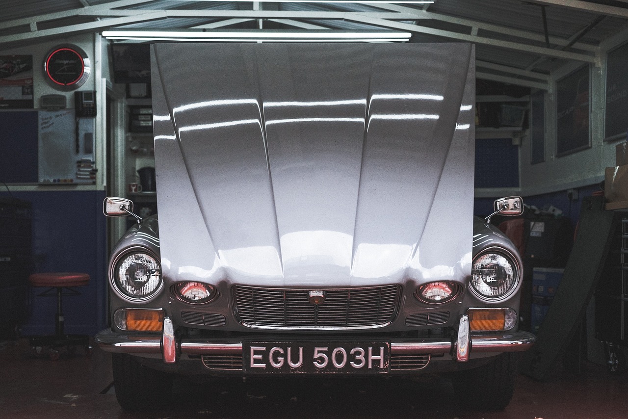 car, garage, vintage, light, car wallpapers, headlight, bumper, old, vehicle, plate, number, gray numbers, gray garage