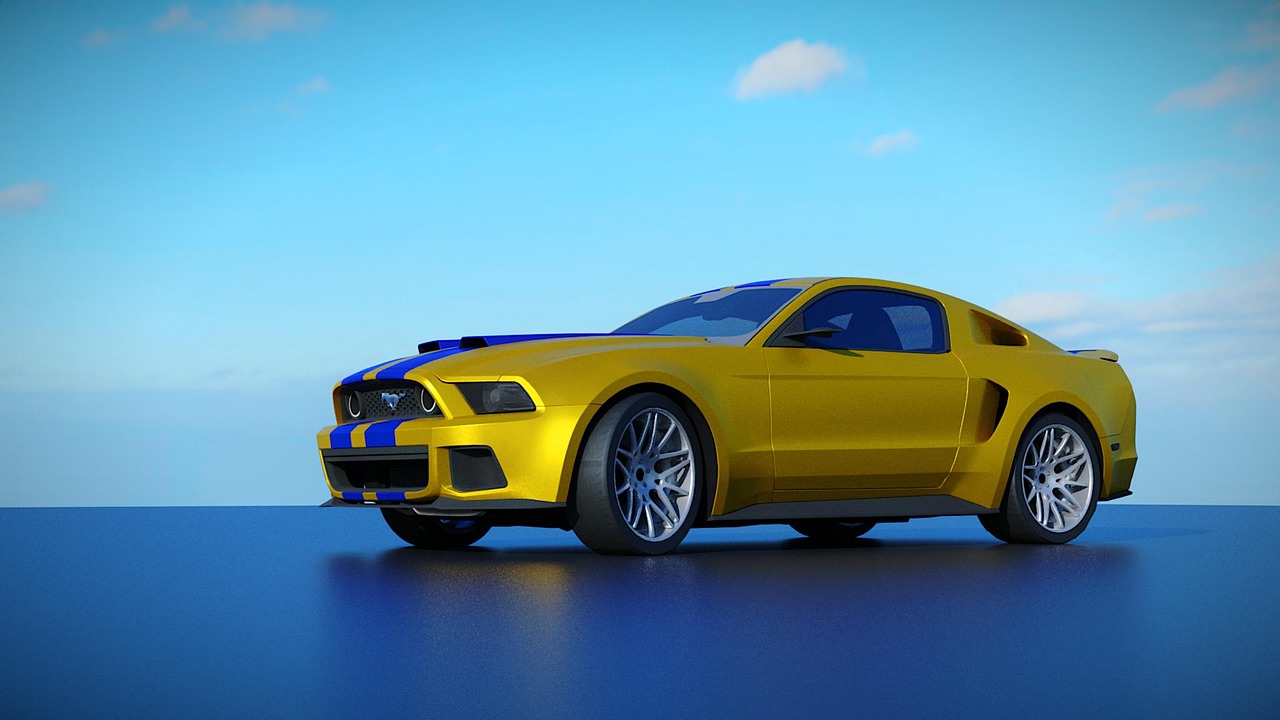 ford mustang, car wallpapers, car, ford, sports car, automobile, vehicle, 3d render, 3d mockup