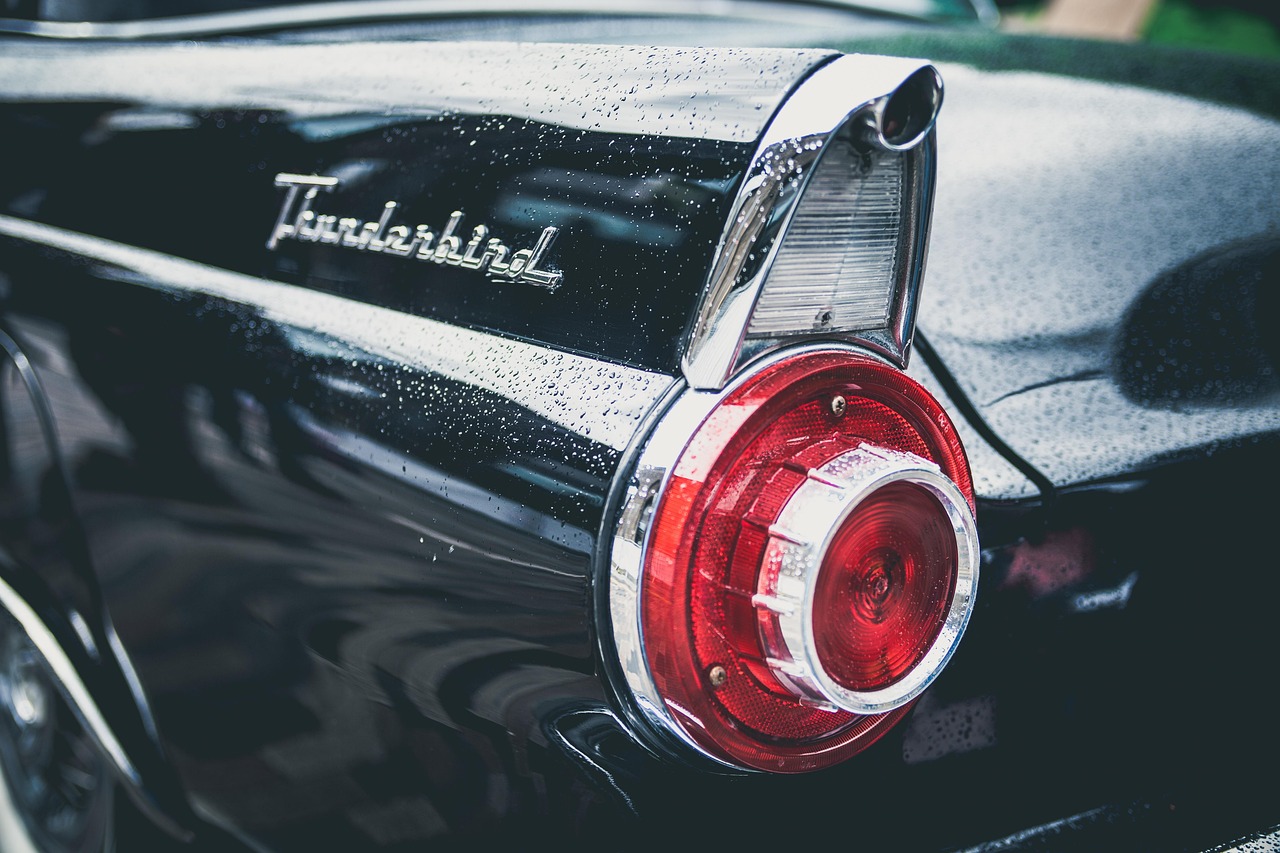 thunderbird, car wallpapers, car, vintage, classic, retro, tail light, car rear, black car, automobile, close up, automotive, oldtimer, vehicle
