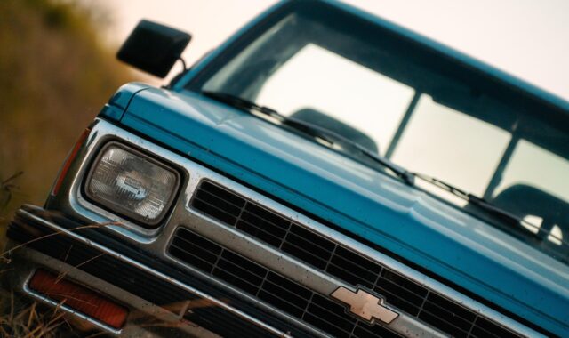 vehicle, pickup, truck, chevy, s10, chevrolet, old, 1990s, 1993, retro, vintage, blue